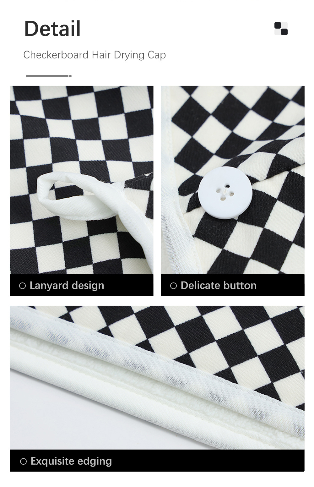 Fashion Checkerboard Hair Drying Cap-8